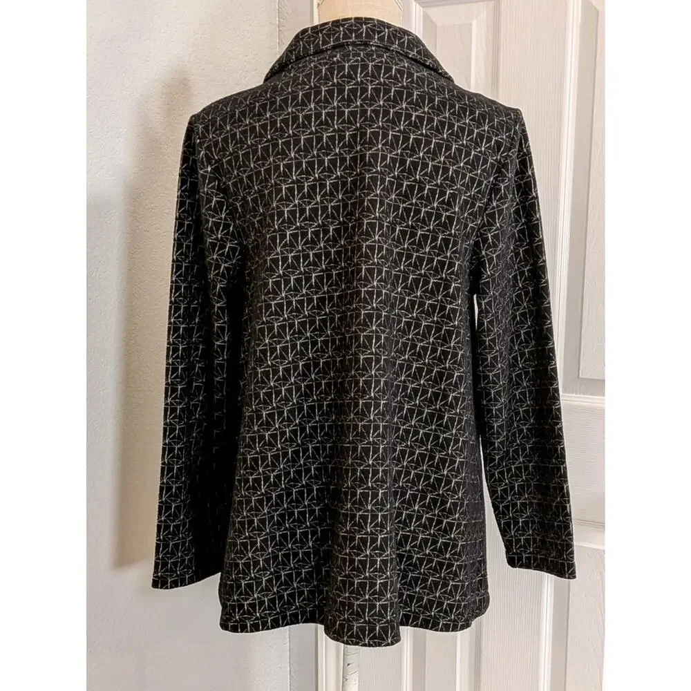 Habitat Clothes to Live Jacket Button Front SMALL Gray Geometric Lagenlook